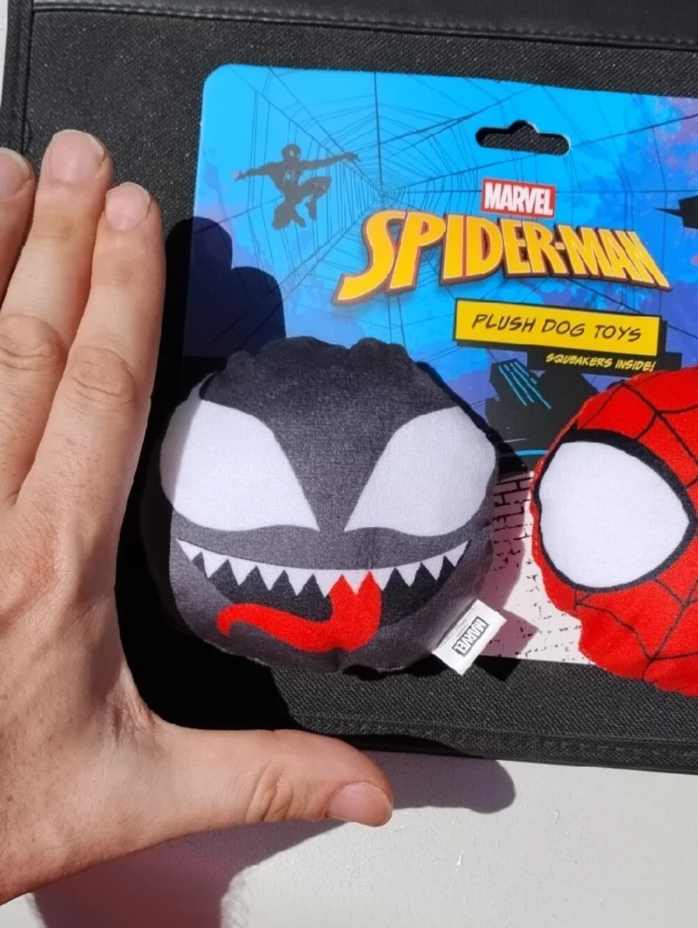Marvel Spider-Man & Venom Plush Dog Toy Pair in Red, Black, White